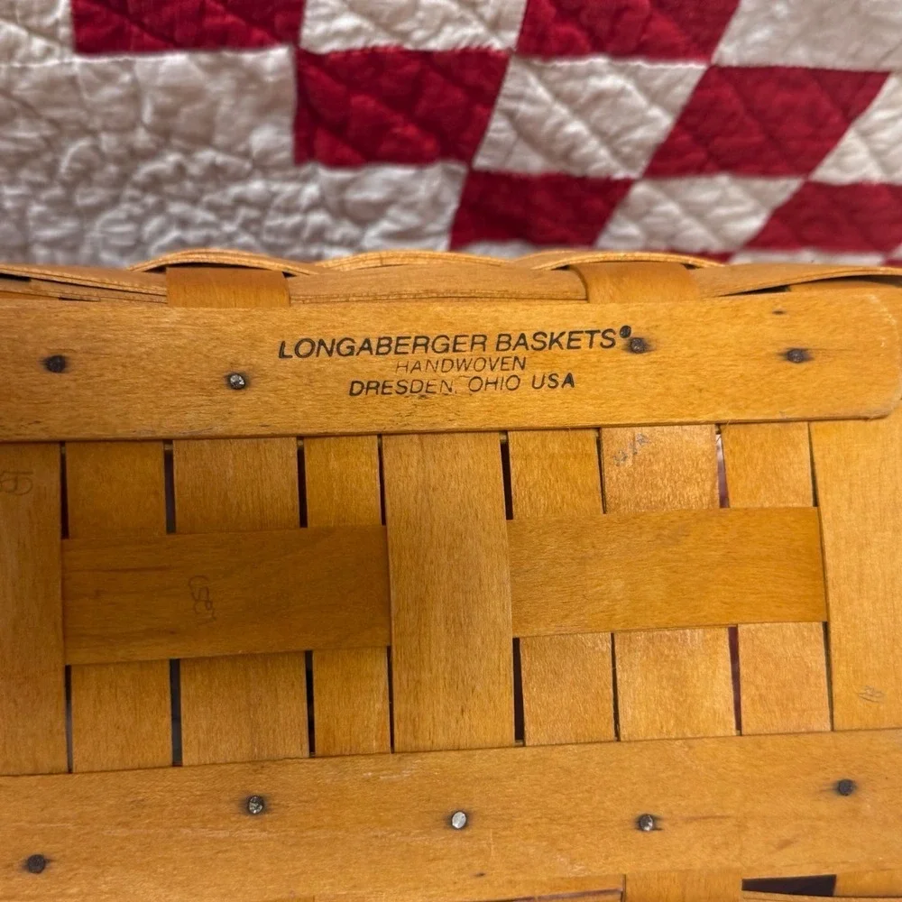 Longaberger Handwoven Basket Pink Striped Liner Plastic‎ Protector Dresden Ohio